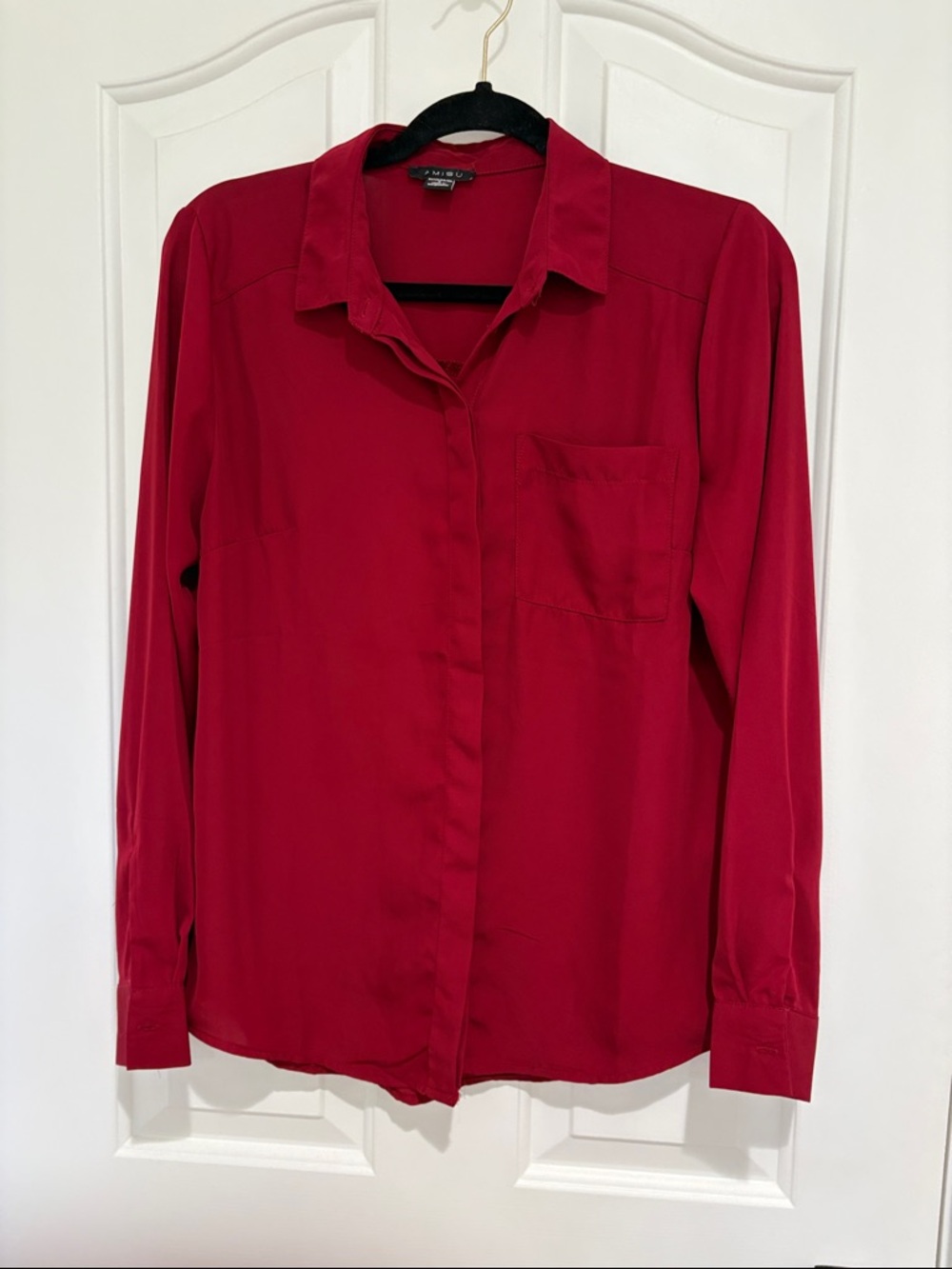 Amisu Red Button-Down Shirt